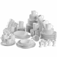 Service de 100 pièces en porcelaine émaillée pour 12 personnes-Porcelaine-Blanc-Tectake