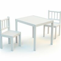 Set 1 table + 2 chaises enfant en bois blanc-Bois-Blanc-Webaby