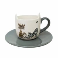 Set cappuccino en céramique couple de chats-Céramique-Gris-Enesco