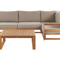 Set d'extérieur en bois marron 4 personnes-Bois-Marron-Beliani