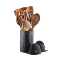 Set d'ustensiles de cuisine en bois d'acacia  - 12 pièces-Bois-Marron-Björn