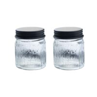 Set de 2 bocaux en verre et laiton-Verre-Transparent-Decoclico