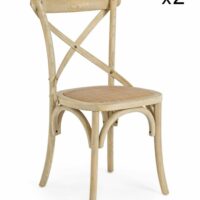 Set de 2 chaises en orme naturel et rotin naturel-Orme-Beige-Konte.Design