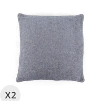Set de 2 coussins en velours bicolore 45 x 45 cm-Velours-Multicolore-MOYCOR