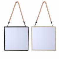 Set de 2 miroirs carrés suspendus corde noir et doré - 30x30cm-Corde-Doré-Wadiga