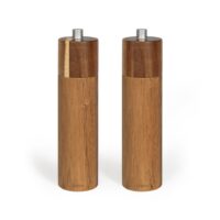 Set de 2 moulins sel et poivre manuels bois-Lin-Marron-Livoo