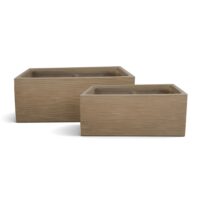 Set de 2 pots rectangulaire en fibre d'argile marron 37/47cm-Argile-Marron-Now's Home