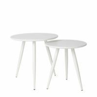 Set de 2 tables d'appoint en bois blanc-Bois-Blanc-White label