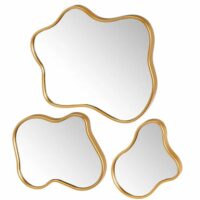 Set de 3 miroirs dorés 31x2x35cm--Doré-Unimasa