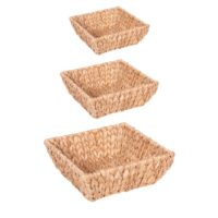 Set de 3 paniers carrés jacinthe d'eau marrons en fibres-Fibre-Marron-Table passion