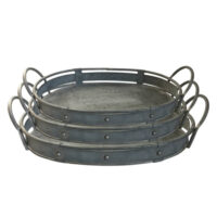 Set de 3 plateaux en métal gris l.47 40 31 cm-Métal-Gris-CHEMIN DE CAMPAGNE