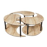 Set de 3 tables basses gigognes rondes chêne-Chêne-Marron-Hanah Home