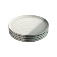 Set de 4 assiettes à dessert en grès crème et vert d22--Vert-Sia Deco