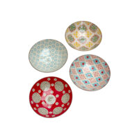 Set de 4 assiettes creuses en céramique multicolore-Céramique-Multicolore-Chehoma