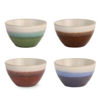 Set de 4 bols assortis en grès couleurs réactives multicolore--Blanc-Medard de Noblat