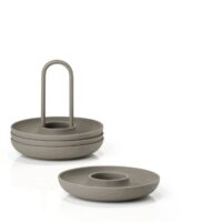 Set de 4 coquetiers silicone avec support taupe-Silicone-Marron-Zone Denmark