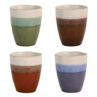 Set de 4 mugs en grès couleurs réactives multicolore--Blanc-Medard de Noblat