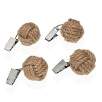 Set de 4 poids de nappe noeuds corde jute 3.8x3.8x3.8cm-Corde-Marron-Wadiga