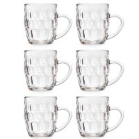 Set de 6 chopes à bière en verre avec poignées 280ml-Verre-Transparent-Wadiga