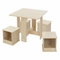 Set de table et 4 tabourets pour enfants MDF revêtu avec compartiments--Marron-ECD Germany