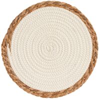 Set de table rond bords fibres naturelles 30cm-Fibre-Blanc-Wadiga