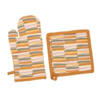 Set gant + manique motifs géométriques--Jaune-Ornami