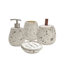 Set salle de bain moucheté 4 pièces céramique-Céramique-Blanc-Guy Levasseur
