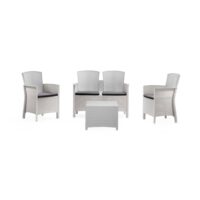 Set salon d'extérieur blanc 60x59 cm--Blanc-Dmora
