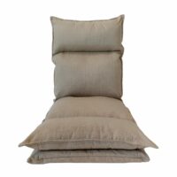 Siège de sol rembourré en métal et polyester beige-Métal-Beige-Mobili Rebecca