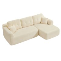 Sofa d’angle modulable 3 places sans montage méridienne droite blanc--Blanc-VASAGLE