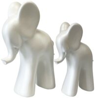 Statues en céramique duo d'éléphants blanc nacré-Céramique-Blanc-TDK IMPORT