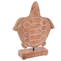 Statuette tortue en bois de mangue 20x5x24cm-Bois-Marron-Wadiga