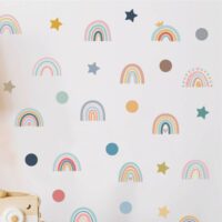 Sticker mural pour enfant arc-en-ciel étoiles--Multicolore-Babykare