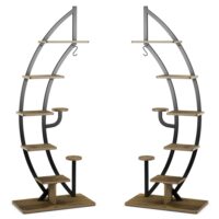 Support pour plantes en métal 7 niveaux 2 pièces marron 60x30x155 cm-Métal-Marron-Giantex