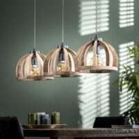 Suspension 3 lampes 120x30x150 cm en manguier naturel - amp-Bois de Manguier-Marron-Maison et Styles