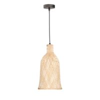 Suspension en rotin tressé et métal noir 21cm-Métal-Noir-FORLIGHT