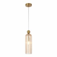 Suspension en verre ambré et laiton 35 cm-Verre-Doré-Kosilum
