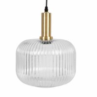 Suspension en verre strié transparent et métal doré-Maisons du Monde