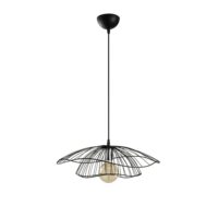 Suspension filaire fleur double d50cm métal noir-Métal-Noir-Menzzo