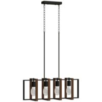 Suspension luminaire 4 cadres rotatifs acier et bois noyer-Bois-Beige-Homcom