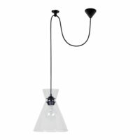 Suspension métal noir abat-jour verre transparent-Verre-Noir-Tosel