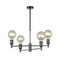 Suspension métal rétro vintage graphite 4 lumières-Métal-Noir-Cristalrecord