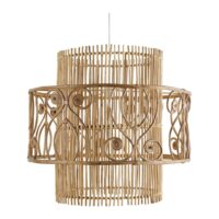 Suspension non électrifiée en rotin - diam. 70 cm--Beige-Blanc d’Ivoire