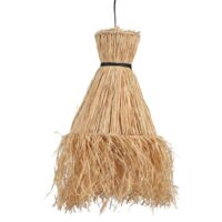 Suspension palma raphia franges h70--Beige-Fornord