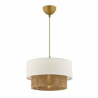 Suspension ronde coton blanc et tressage-Coton-Beige-Pier import