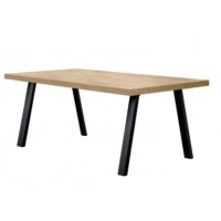 Table  170cm aspect bois piètement a métal poudré noir-Métal-Marron-Altobuy