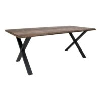 Table à manger 200 cm chêne fumé bords naturels extensible-Chêne-Marron-Pier import