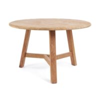 Table à manger bois de teck marron 120x120x75cm-Teck-Beige-Bazar Bizar