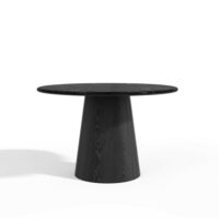 Table à manger en bois contreplaqué noir et marbre noir-Bois-Noir-Premium Interiors