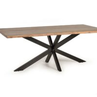Table à manger en bois d'acacia naturel et pieds en métal 180cm-Métal-Marron-GINER Y COLOMER